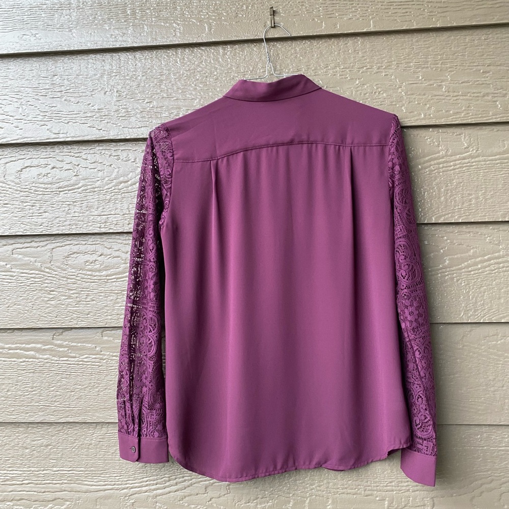 Loft Maroon Button Down Blouse, S - image 2